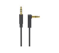 Goobay 67784 Cavo di Collegamento Audio AUX, Stereo da 3.5mm e 3 Pin, Slim, CU, Angolato, Nero, 1.5m Lunghezza del Cavo