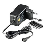 Goobay 67951 Alimentatore universale 3V - 12V max 12 W con adattatore 2x spina jack e 4x spina DC 1000 mA, plug-in Nero