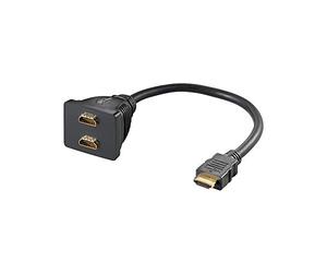 Goobay 68784 Adattatore Cavo HDMI, Dorato, Nero, 0.1m Lunghezza del Cavo