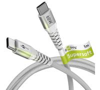 Goobay 70193 Cavo USB C di Ricarica Rapida 60W 20V / 1m / Tessuto Estremamente Resistente / 480 Mbit / Samsung / Bianco