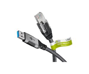 Goobay 70695 Cavo da USB-A a RJ45 Ethernet CAT 6 per una connessione Internet cablata stabile con router/Modem/Switch di rete/Sostituisce l'adattatore da USB a RJ45 / 1 Gbit/s / 15 metri