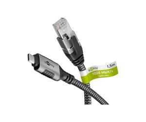 Goobay 70753 Cavo da USB-C a RJ45 Ethernet CAT 6 per una connessione Internet cablata stabile con router/Modem/Switch di rete/Sostituisce l'adattatore da USB a RJ45 / 1 Gbit/s / 7,5 metri