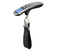 Goobay 71883 Bilancia bagagli digitale con luminoso display LCD e funzione tara per bagagli fino a 50 kg, comoda maniglia si adatta perfettamente alla mano, adatta per viaggi, Argento