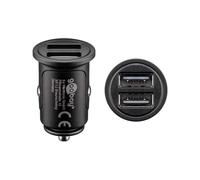 goobay 71897 Dual USB Car Charger, 4.8 A, Black, 25.5mm Diameter, 41mm Length