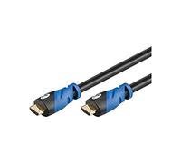 Goobay 72319 Cavo HDMI Premium High Speed con Ethernet, Dorato, Blu/Nero, 3m Lunghezza del Cavo, 6mm Diametro