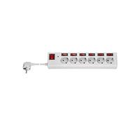 GB 72568 - Presa multipla, 6 ingressi, 1,5 m, con interruttore, bianca