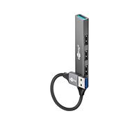 goobay 74456 - Adattatore multiplo a 4 porte USB 3.2, splitter da 5 Gbit, sottile da A a 4 porte A, multiporta 3.0 Hub