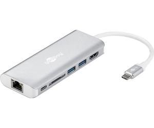 Goobay 76788 6 in 1 Hub USB-C riflette i segnali da USB c a HDMI e dispositivi USB / adatto per laptop, tablet, notebook, monitor, tv, tastiera e per Apple Mac Book e MacBook Pro / argento