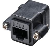Goobay 81365 RJ45 Montaggio Adattatore con Flangia di Montaggio, CAT 6, Nero