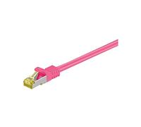 Goobay 91578 RJ45 Cavo Patch CAT 6A S/FTP (PiMF) con Cavo Grezzo CAT 7, Magenta, 0.5m Lunghezza