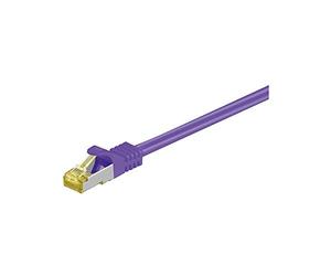 Goobay 91609 RJ45 Cavo Patch CAT 6A S/FTP (PiMF) con Cavo Grezzo CAT 7, Viola, 2m Lunghezza