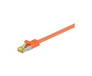 Goobay 91615 RJ45 Cavo Patch CAT 6A S/FTP (PiMF) con Cavo Grezzo CAT 7, Arancione, 3m Lunghezza
