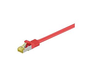 Goobay 91634 RJ45 Cavo Patch CAT 6A S/FTP (PiMF) con Cavo Grezzo CAT 7, Rosso, 7.5m Lunghezza