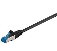 goobay 92698 Cavo patch CAT 6a, Cavo Ethernet, Doppia schermatura, S-FTP fino a 10000 Mbits, 500 Mhz, Cavo in rame senza alogeni, Connettori RJ-45, Contatti placcati oro, 1,5 m, Nero