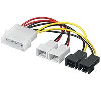 Goobay 93632 Cavo Elettrico/Adattatore per Ventole PC, Connettore 5.25 a 2 Uscite per Ventole da 12 V/2 da 5 V, 0.15m Lunghezza del Cavo