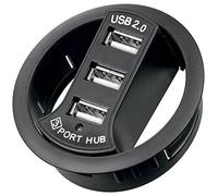 DESKHUB 60-SW - Desk HUB 3 porte, 60 mm nero