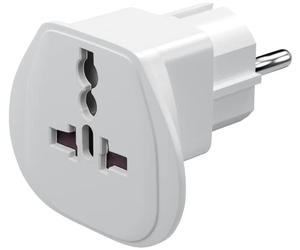 Goobay 94026 Adattatore universale da viaggio, adattatore di corrente, contatto di protezione CEE 7/7, standard Shuko, bianco