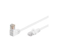 Goobay 94164 Cavo ethernet CAT 5e con angolo a 90 gradi, Cavo di rete U/UTP, bianco; miscela di rame CCA, 1x connettori RJ45 a 90° (8P8C), 2 Metri