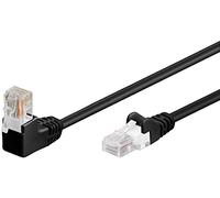 Goobay 94171 Cavo ethernet CAT 5e con angolo a 90 gradi, Cavo di rete U/UTP, nero, miscela di rame CCA, 1x connettori RJ45 a 90° (8P8C), 1 metro
