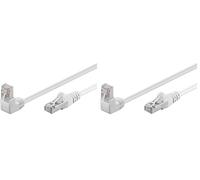 goobay 94178 CAT 5e Cavo Patch di Retre 1x 90° Angolato F/UTP, Bianco, 1m Lunghezza (Confezione da 2)
