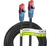 Goobay 94393 Cavo di rete CAT6 per esterni protetto da raggi UV e acqua nero/blu