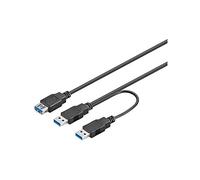 Goobay 95749 Cavo USB 3.0 Dual Power SuperSpeed, Nero, 2 x Numero di Schermature, 0.30m Lunghezza del Cavo