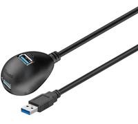 Goobay 95918 USB 3.0 Hi-Speed Extension Cable with Desktop Foot, Black, 1.5m Len