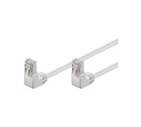 Goobay 96061 CAT 5e Cavo Patch, Rete 2x 90° Angolato F/UTP, Bianco, 0.5 m Lunghezza del Cavo