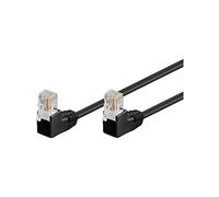 Goobay 96086 CAT 5e Cavo Patch, Rete 2x 90° Angolato U/UTP, Nero, 1 m Lunghezza del Cavo