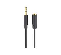 Goobay 97113 Prolunga Audio e Cuffie AUX, 3 Pin e 3.5mm, Slim, Nero, 1m Lunghezza del Cavo, 2.6mm Diametro
