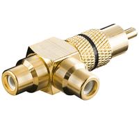 Goobay 11387 Adattatore RCA a Y, Connettore a 2 Prese, Struttura in Oro, Nero
