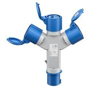 goobay Adattatore CEE per caravan, spina CEE a 3 x presa CEE, portatile, con copertura protettiva, impermeabile IP44, 76237