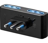 Goobay - Adattatore Italiano 16 A, 4 Prese Tipo L, Protezione da Rete e sovratensione, Colore: Nero