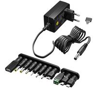 goobay Alimentatore universale 5,5 x 2,1 mm DC con 3 V - 12 V, max. 3,6 W/1,2 A e 6 adattatori aggiuntivi