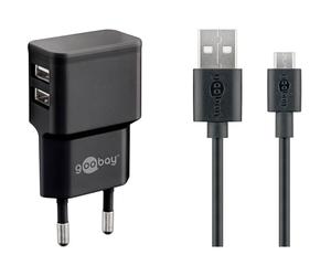 GOOBAY CARGADOR PARED DUAL CON CABLE MICRO USB 2,4 44984