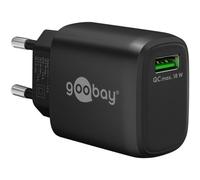 goobay Caricabatterie USB A compatto Alimentatore 18 W Caricabatterie rapido Quick Charge/iPhone 16 connettori/adattatore mini presa -A/piccolo/bianco / 61672