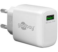 goobay Caricabatterie USB A compatto Alimentatore 18 W Caricabatterie rapido Quick Charge/iPhone 16 connettori/adattatore mini presa -A/piccolo/nero / 61671