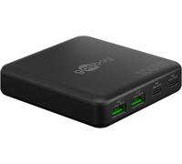 goobay Caricabatterie USB-C da 100 W di potenza, Power Delivery 2 & GaN 4 porte, caricatore da tavolo, design sottile, alimentatore USB-C nero, 70764