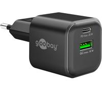 goobay Caricatore rapido USB C Dual Nano PD (20 W) / QC USB-A (18 W) / USB C caricatore per Samsung, iPhone, iPad, MacBook/spina di ricarica/adattatore di ricarica per presa, 79620