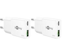 goobay Caricatore rapido USB-C PD GaN Slim 20 W (bianco), Power Delivery, connettore USB-A Quick Charge, alimentatore di rete per smartphone e tablet - 75730 (Confezione da 2)