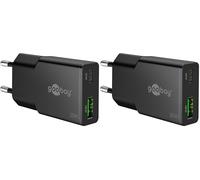 goobay Caricatore USB C GaN da 25 W, Super Slim Dual Port con Power Delivery & Quick Charge, caricatore rapido piatto per iPhone 15/14, Samsung Galaxy S24/S23, iPad, Tablet - Nero - 75733