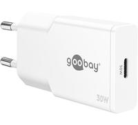 goobay Caricatore USB C GaN da 30W, adattatore di alimentazione super sottile con Power Delivery, per MacBook Air, iPhone, Samsung Galaxy, iPad Pro, Pixel - bianco - 75736
