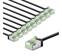 goobay CAT 8.1 Cavo di rete in set da 10/cavo patch schermato, superflessibile, cavo Ethernet U/FTP/CU, PiMF, LSZH/Cat 8.1 con 10 Gbit/Nero / 10x0,15 m, 79491
