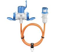 goobay Cavo adattatore CEE per caravan, 1,5 m, spina CEE a 1 presa CEE e 2 prese con contatto di protezione, IP 44, cavo da campeggio, camper e cantieri, 76231