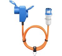 goobay Cavo adattatore CEE per caravan, 5 m, spina CEE a 90° presa CEE e presa di contatto di protezione con tappi di chiusura, cavo da campeggio, camper e caravan, 76233