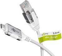 goobay Cavo adattatore da USB-C 3.1 a RJ45 CAT 6 Slim/cavo adattatore/connessione internet cablata stabile con router/switch di rete/adattatore USB a RJ45 / 2 Gbps / 2 metri/bianco / 74387