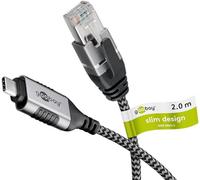 goobay Cavo adattatore da USB-C 3.1 a RJ45 CAT 6 Slim/cavo adattatore/connessione Internet cablata stabile con router/switch di rete/adattatore USB a RJ45 / 2 Gbps / 2 metri/grigio / 74403
