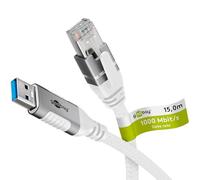 goobay Cavo da 15 m LAN a USB 1 Gbit per trasferimento dati - Cavo USB A 3.0 a RJ45 Ethernet CAT 6 per collegare router e notebook o PC - Cavo adattatore LAN per computer portatile, 74164