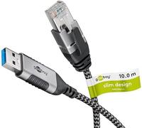 goobay Cavo da USB-A 3.0 a RJ45 CAT 6 Slim/adattatore/stabile connessione Internet cablata con router/switch di rete/adattatore USB a RJ45 / 1 Gbps / 10 metri / 74399
