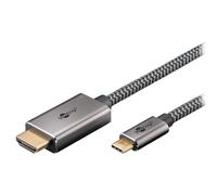 goobay Cavo da USB C a HDMI 2.0 da 2 m - Connessioni placcate in oro, risoluzioni Ultra HD fino a 4K @ 60 Hz, da USB-C a HDMI per laptop, PS5, Xbox, Apple TV 4K, accessori TV - Cavo in tessuto - 75700